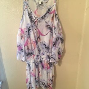 Cute sheer cold shoulder swimsuit cover up dress